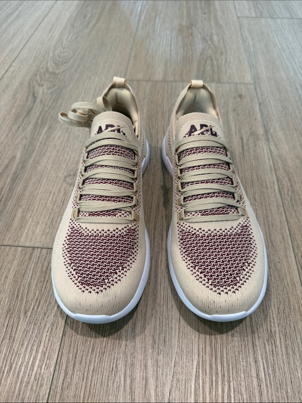 APL Knit Slip-On Sneakers in Beige and Burgundy